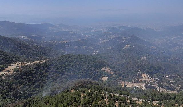 İzmir Yamanlar'daki yanan alanlar havadan görüntülendi