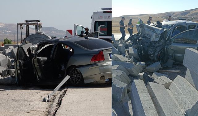 Feci kaza! Bordür taşı yığınına girdi: 2 ölü, 1 yaralı