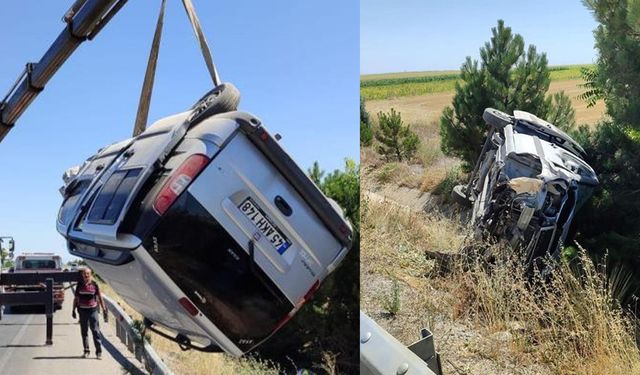 Hakimiyetini kaybetti: Önce takla attı, sonra yol kenarına uçtu!