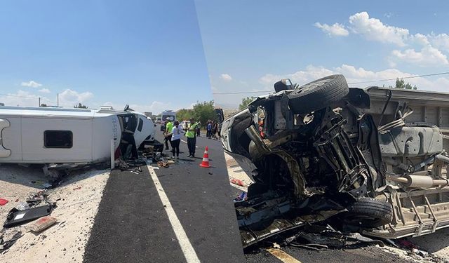 Hakimiyetini kaybeden sürücü karşı yoldaki minibüse çarptı: 2'si ağır 13 yaralı!