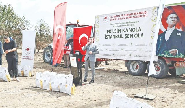 Silivri'de 155 çiftçiye 570 torba kanola tohumu