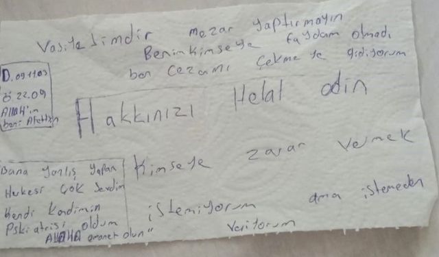 Peçeteye doğum ve ölüm tarihini yazıp ortadan kayboldu