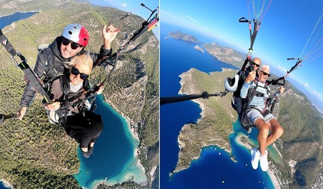 Fethiye'de 86 ve 81 yaşında iki Hollandalı turist yamaç paraşütü yaptı