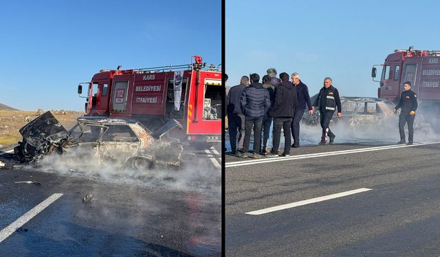 Kars’ta feci kaza! İki araç birbirine girdi