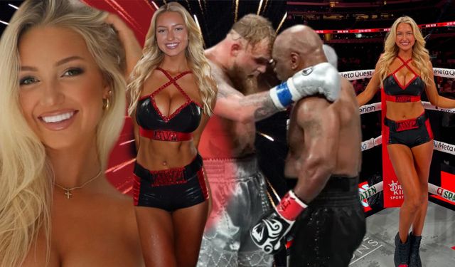 Sarışın güzel, Mike Tyson ve Jake Paul'den rol çaldı: Dev yumruklar ona yaradı!