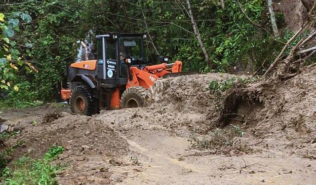 Rize'de şiddetli yağış nedeniyle 21 köy yolunda heyelan oldu