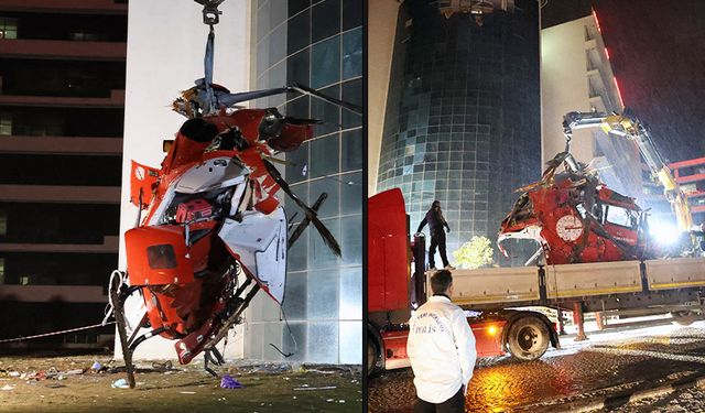 Düşen ambulans helikopterin enkazı kaldırıldı: Olay yerinde incelemeler sürüyor