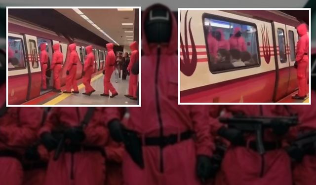 İstanbul metrosunda ilginç olay: Squid Game tanıtımı yapan son kişi dışarda kaldı