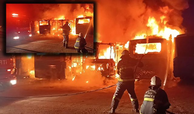 Burdur'da halk otobüsleri alevlere teslim oldu!