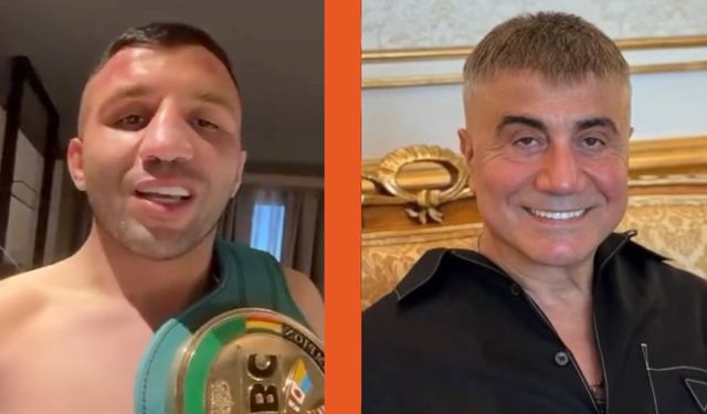 Ringe ‘Sedat Peker’ yazılı bornozla çıkan Türk boksör şampiyon oldu: Kemeri ona adadı!