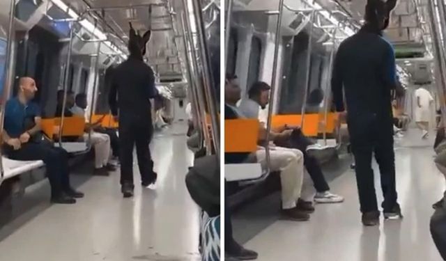 Şaka mı gerçek mi? Tavşan kılığına girip tüfekle metroya girdi