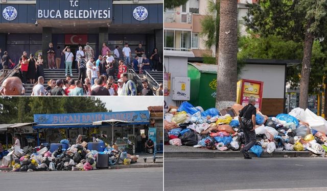 İzmir Buca'da maaş alamadıkları için iş bırakan işçilerin eylemi 7. gününde