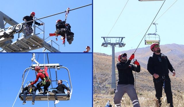 Erciyes Kayak Merkezi'nde kurtarma ekipleri tatbikatlarla yeni sezona hazırlanıyor