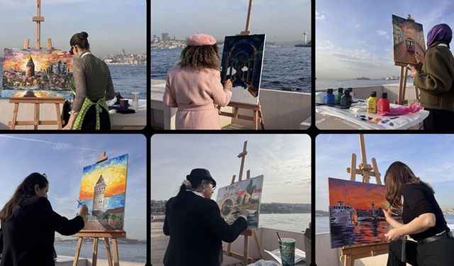 Öğretmenler Kız Kulesi'nden İstanbul'u tuvallerine yansıttı