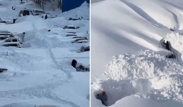 Rusya'da yağan karın yüksekliği binanın 4. katına kadar çıktı!