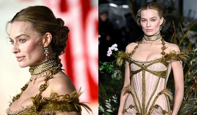 Margot Robbie’nin gala elbisesi olay oldu: Arkasından Türk imzası çıktı