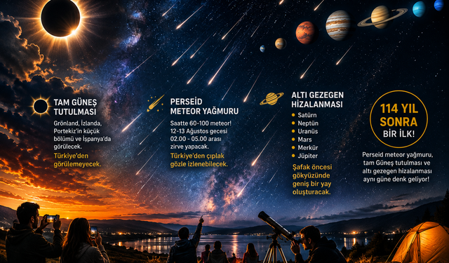 Türkiye’den çıplak gözle izlenebilecek! Tam Güneş tutulması, meteor yağmuru ve 6 gezegen geçidi aynı gece!