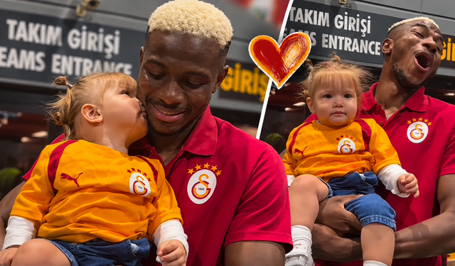 Minik Galatasaray taraftarının Osimhen'e öpücüğü olay oldu! O anlar beğeni rekoru kırdı