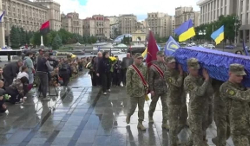 Ukrayna'da Karpat-Sich Taburu Komutanı Oleg Kutsin için cenaze töreni