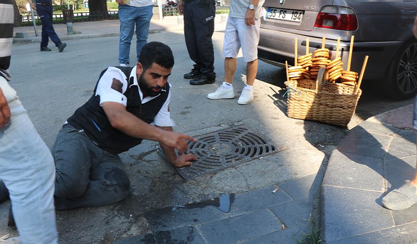 Sarası tutan simitçi yolda baygınlık geçirdi