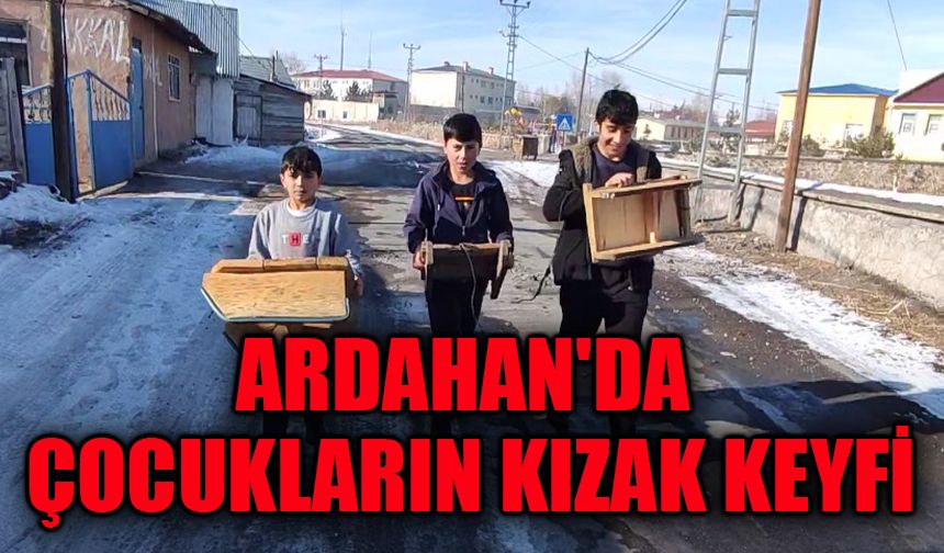 Ardahan'da çocukların kızak keyfi