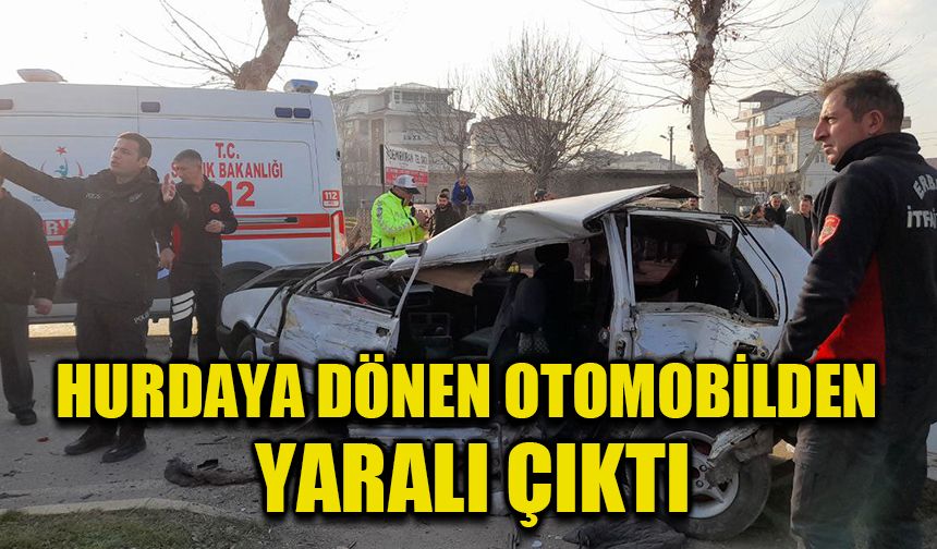 Hurdaya dönen otomobilden yaralı çıktı