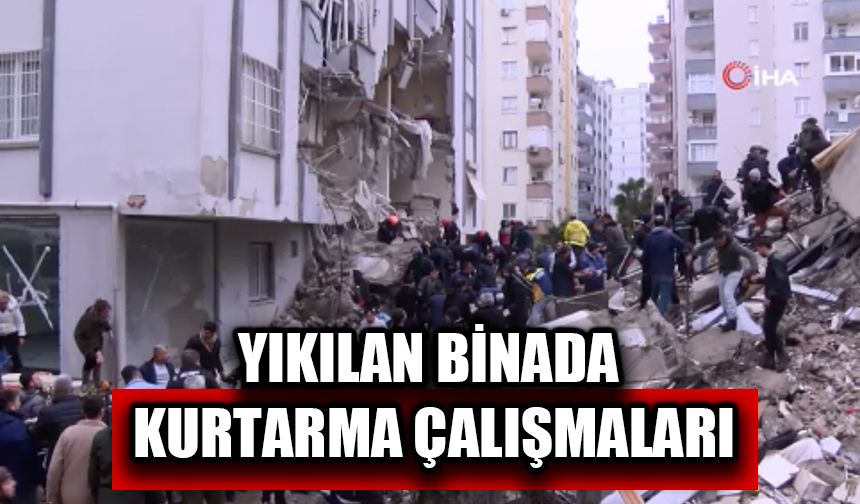 Yıkılan binada kurtarma çalışmaları devam ediyor