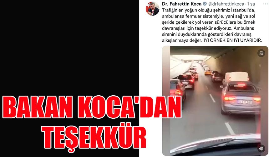 Bakan Koca'dan teşekkür