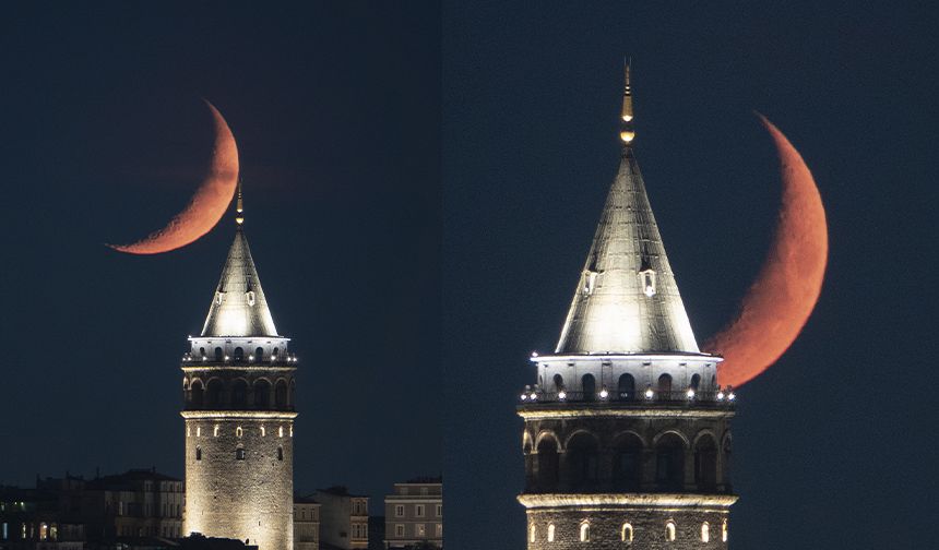 İstanbul'da muhteşem hilal görseli!