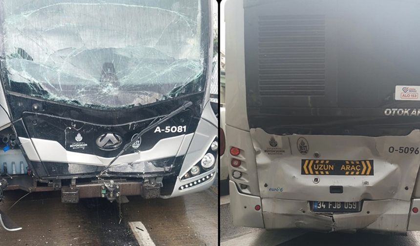 Avcılar'da iki metrobüsün çarpışması sonucu 2 kişi yaralandı