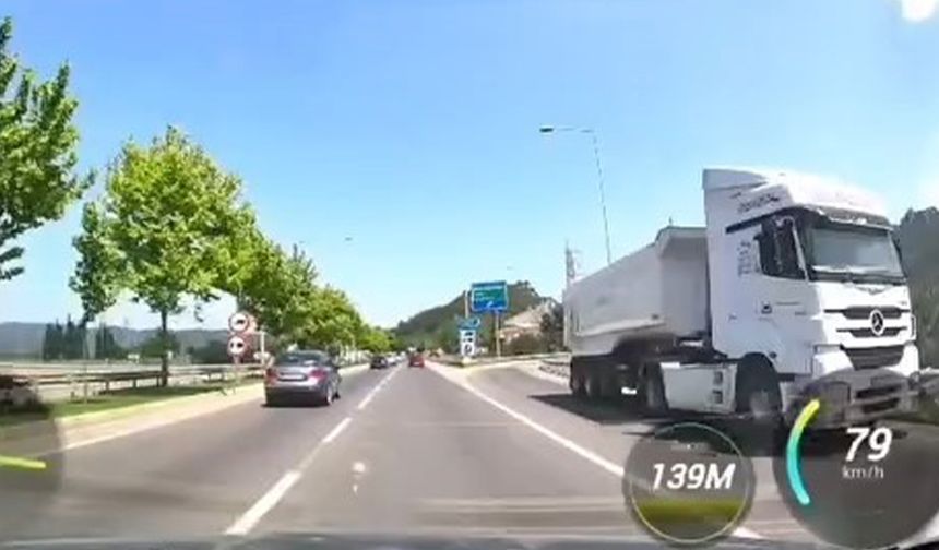 Çılgın kamyoncu otobanda tersten gitti