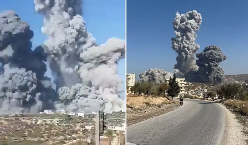 İdlib'de şiddetli patlama! Bölgeden dumanlar yükseliyor