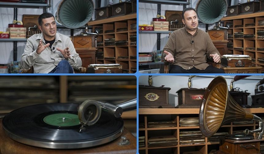Taş plak koleksiyoncusu iki arkadaş geçmişin seslerini geleceğe taşıyor