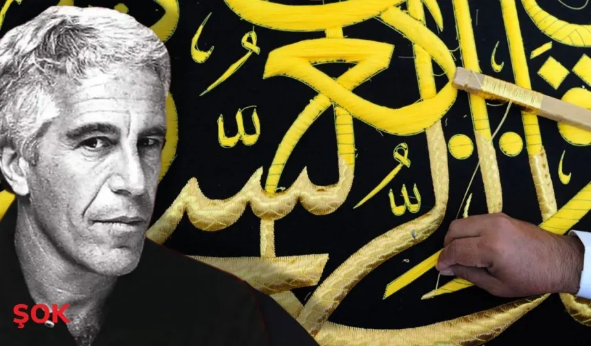 Epstein skandalı büyüyor: Kabe örtüsünü halı gibi kullanmış! Fotoğraflar ele verdi!