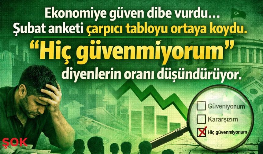 Ekonomiye güven dibe vurdu… Şubat anketi çarpıcı tabloyu ortaya koydu. “Hiç güvenmiyorum” diyenlerin oranı düşündürüyor