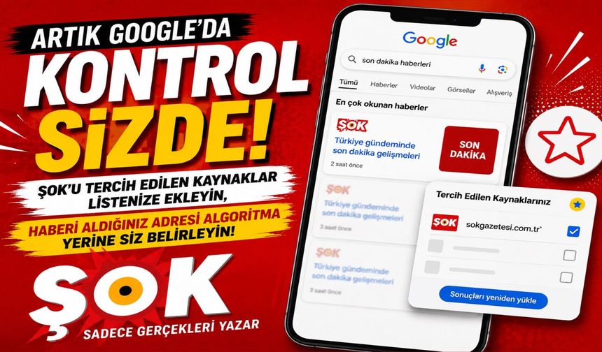 Artık Google’da kontrol sizde! 'ŞOK'u tercih edilen kaynak yap, en güvenilir haberlere ulaş!