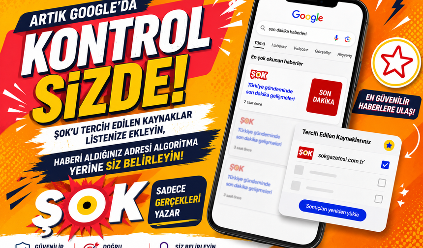 Artık Google’da kontrol sizde! 'ŞOK'u tercih edilen kaynak yap, en güvenilir haberlere ulaş!