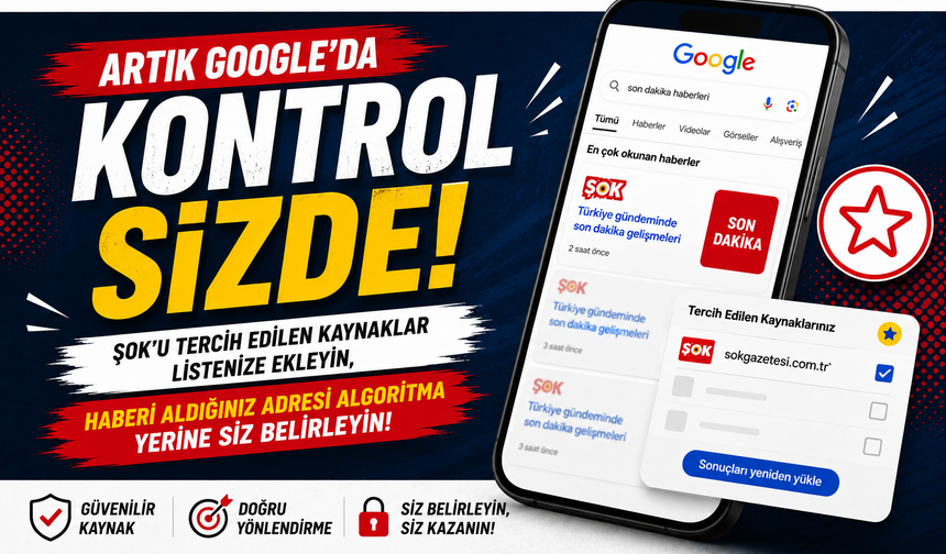 Artık Google’da kontrol sizde! 'ŞOK'u tercih edilen kaynak yap, en güvenilir haberlere ulaş!