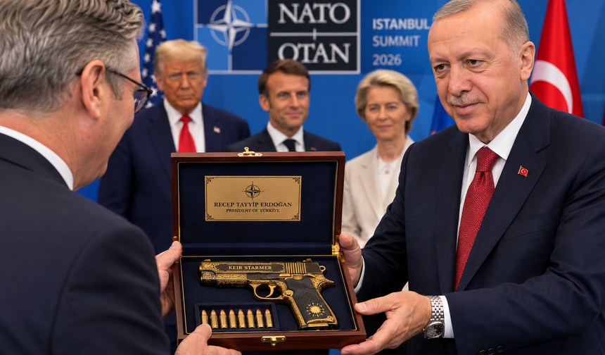 Erdoğan'ın NATO hediyesi dünya basınında! Liderlere silah mı verdi?