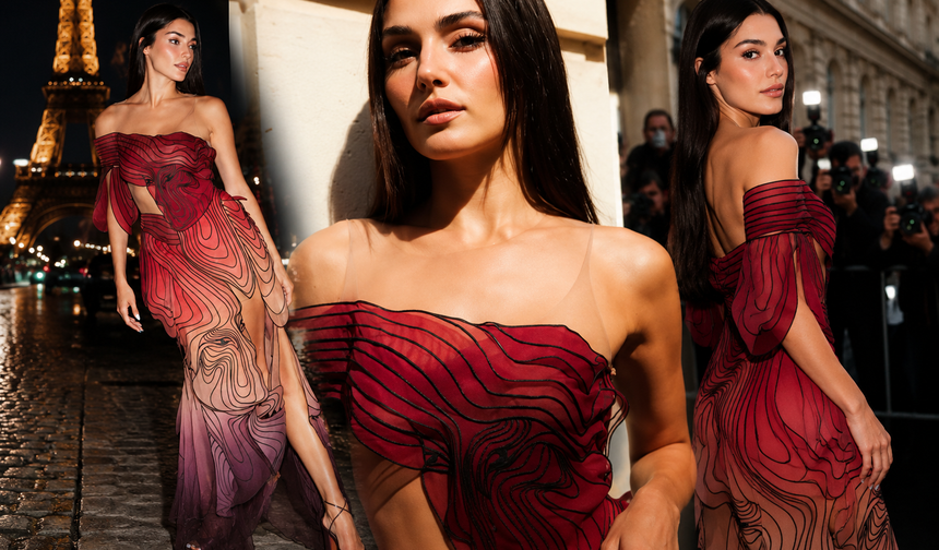 Hande Erçel Paris Moda Haftası'nda tüm bakışları üzerine topladı: Herkes onu konuşuyor