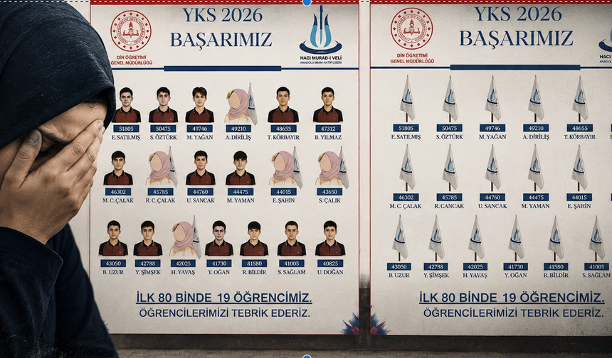 İmam hatip lisesinin başarı afişi tartışma yarattı! Kız öğrencilerin yerine çizim kullanıldı