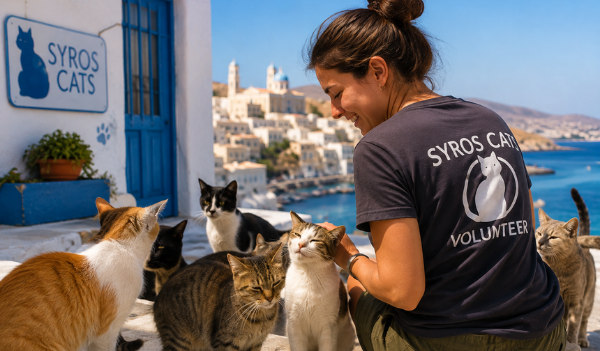 Yunan adasında bedava yaşama fırsatı! Tek şart kedi sevmek