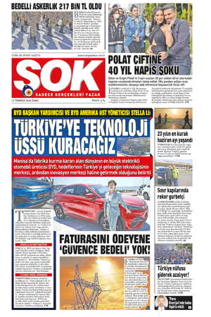 Gazete Şok -12.07.2024 Manşeti