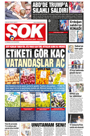 Gazete Şok -15.07.2024 Manşeti