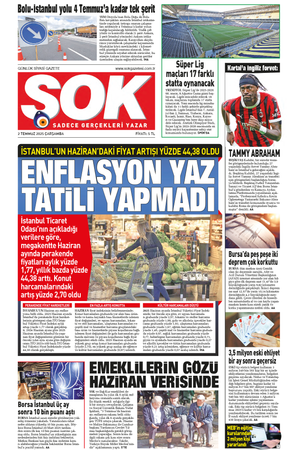 Gazete Şok -02.07.2025 Manşeti