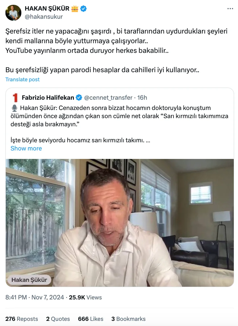 Hakan Sukur Aciklama X Paylasimi