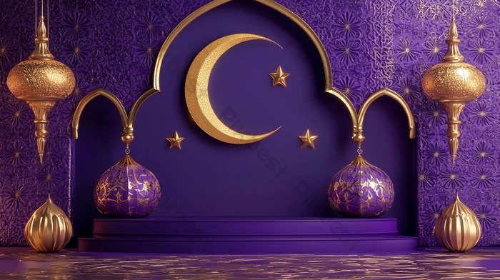 Beautiful Purple Ramadan Podium Display Product 11529180