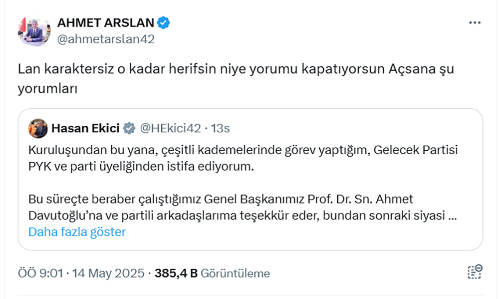 Ahmet Arslan Tweet