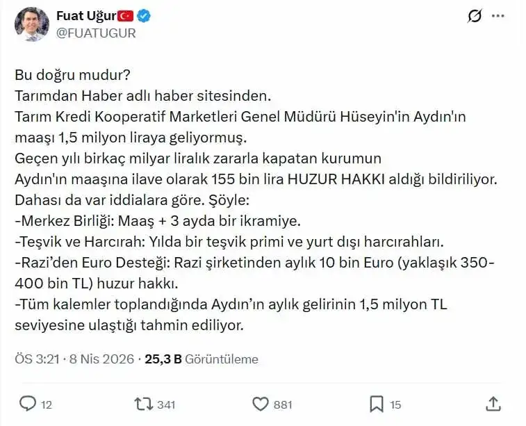 Gazeteci Fuat Ugur Tarim Kredi Genel Mudur Maasi