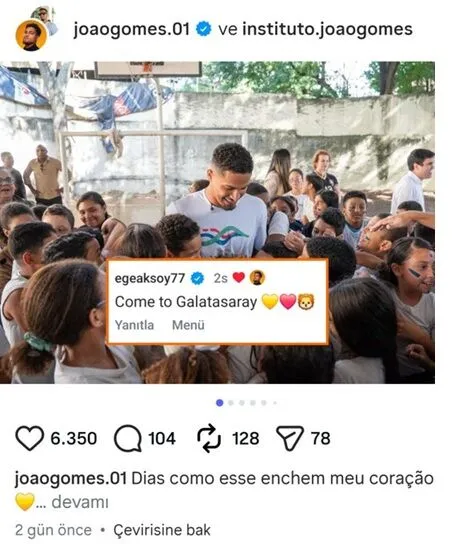 Joao Gomesten Galatasaray Begenisi